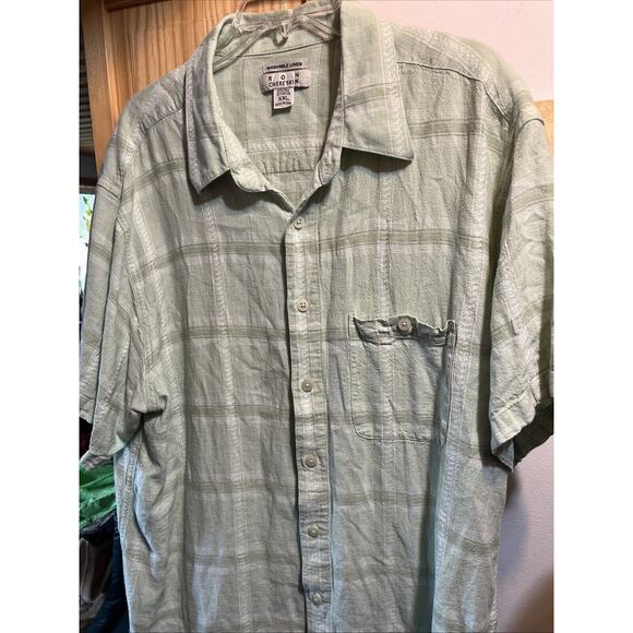 Ron Chereskin Men’s Green XXL Linen Rayon Short Sleeve Hawaiian Shirt Outdoor - Picture 7 of 10